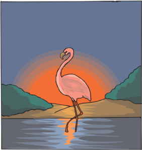 Flamingo With The Sunset Clip Art